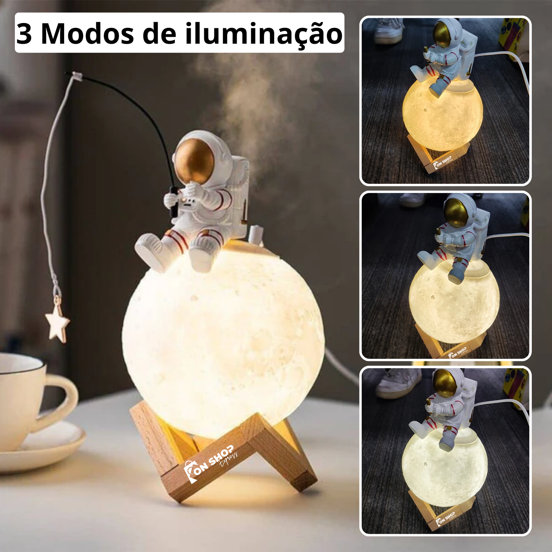 Luminária de Mesa e Umidificador de Ar Astronauta