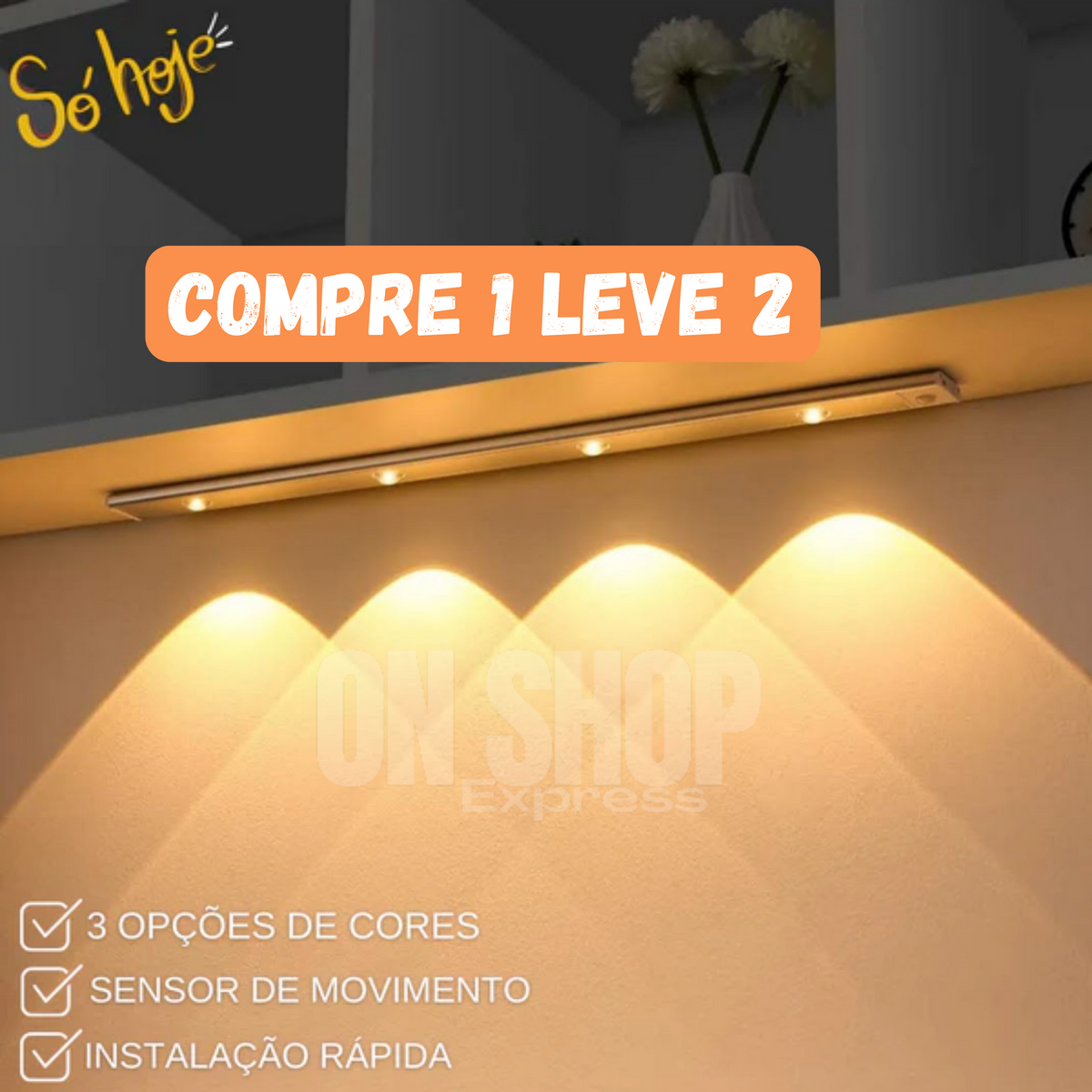 Luminária Recarregável com Sensor de Movimento (COMPRE 1 LEVE 2)