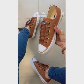 Tênis Casual Feminino All Star Caramelo em Couro Premium